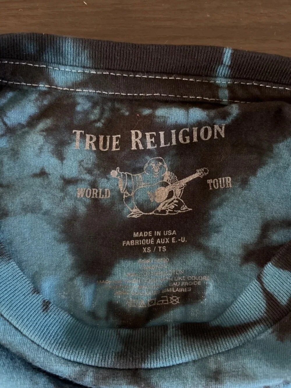 NWT True Religion Mens XSmall Blue And Black Tie-Dye Short Sleeve T-Shirt